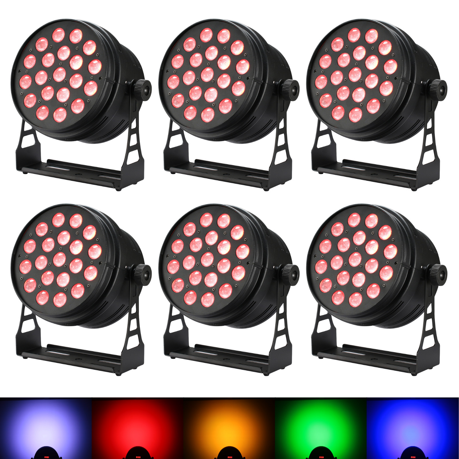 Full Color RGBAW+UV Led Par Light 20W 6-in-1 Zoom Wash DMX DJ Club Stage 6PCS
