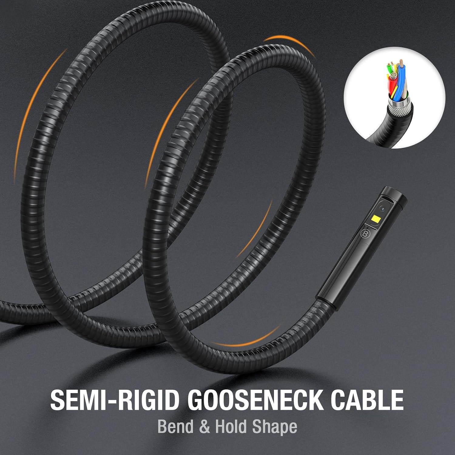 10FT Triple Lens Borescope Inspection Camera with Light, 5" IPS Screen