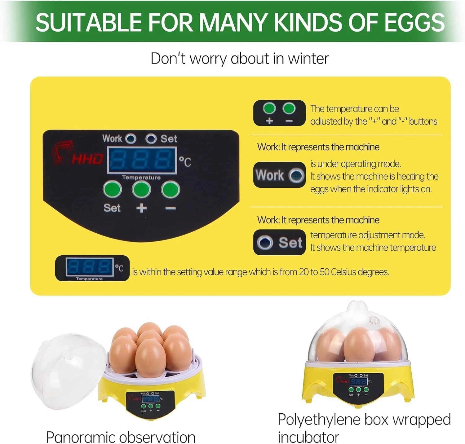 Incubators for Hatching Eggs, Egg Incubator with Automatic Egg Turning and Humid