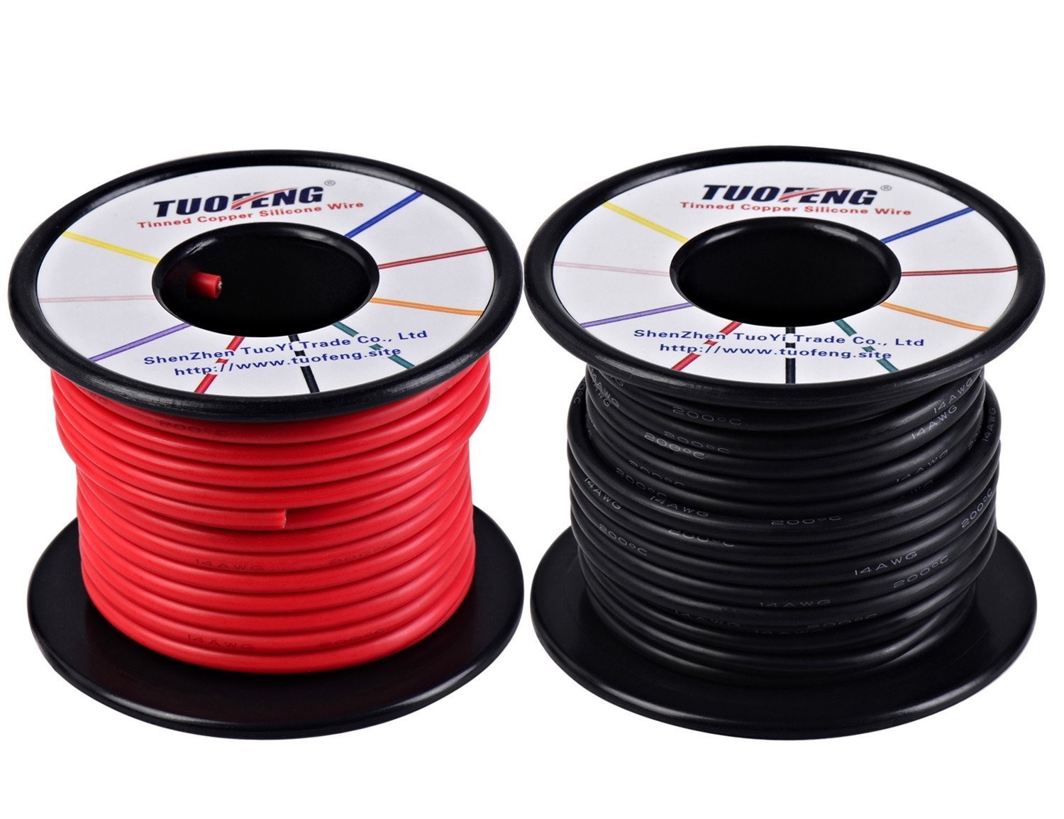 TUOFENG 14 AWG Wire, Soft and Flexible 14 2 colors wire 33ft, Red, black