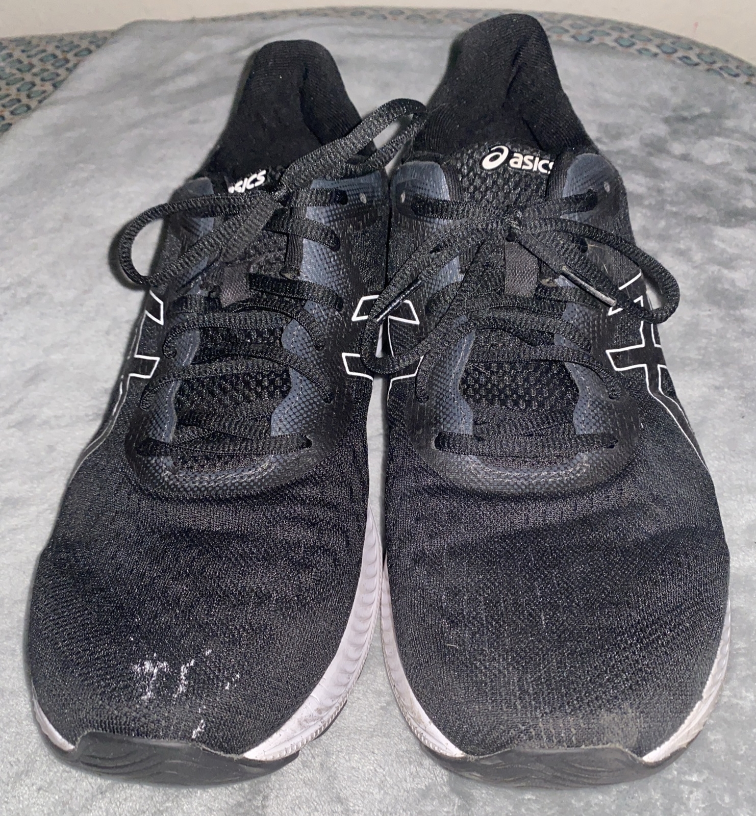Mens Asics Ampli-foam Black mesh w/white Trim Lace Up Running Shoes Size 11.5