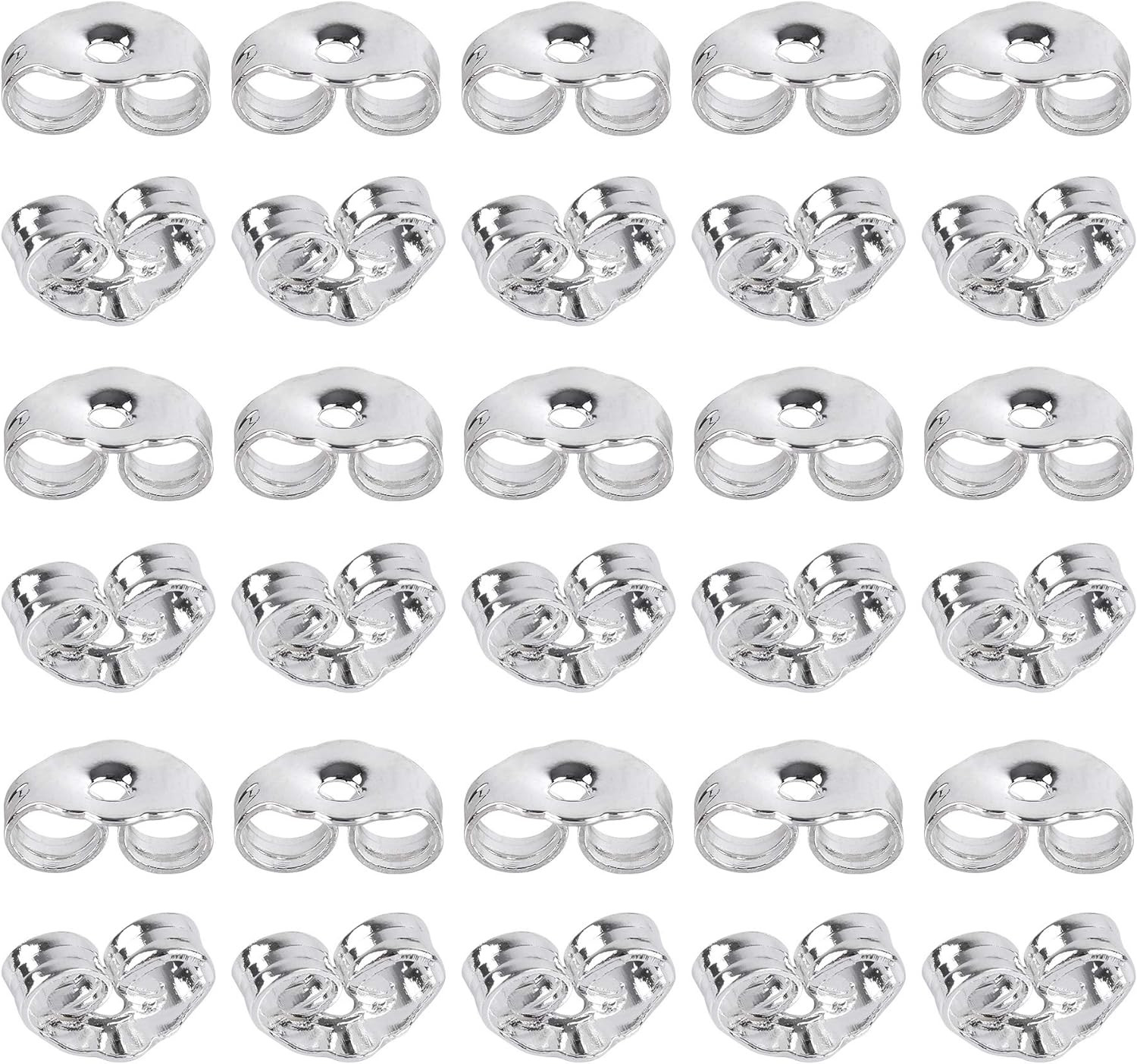 30Pcs/15 Pairs 925 Sterling Silver Earring Backs Replacement Secure Ear Lockings
