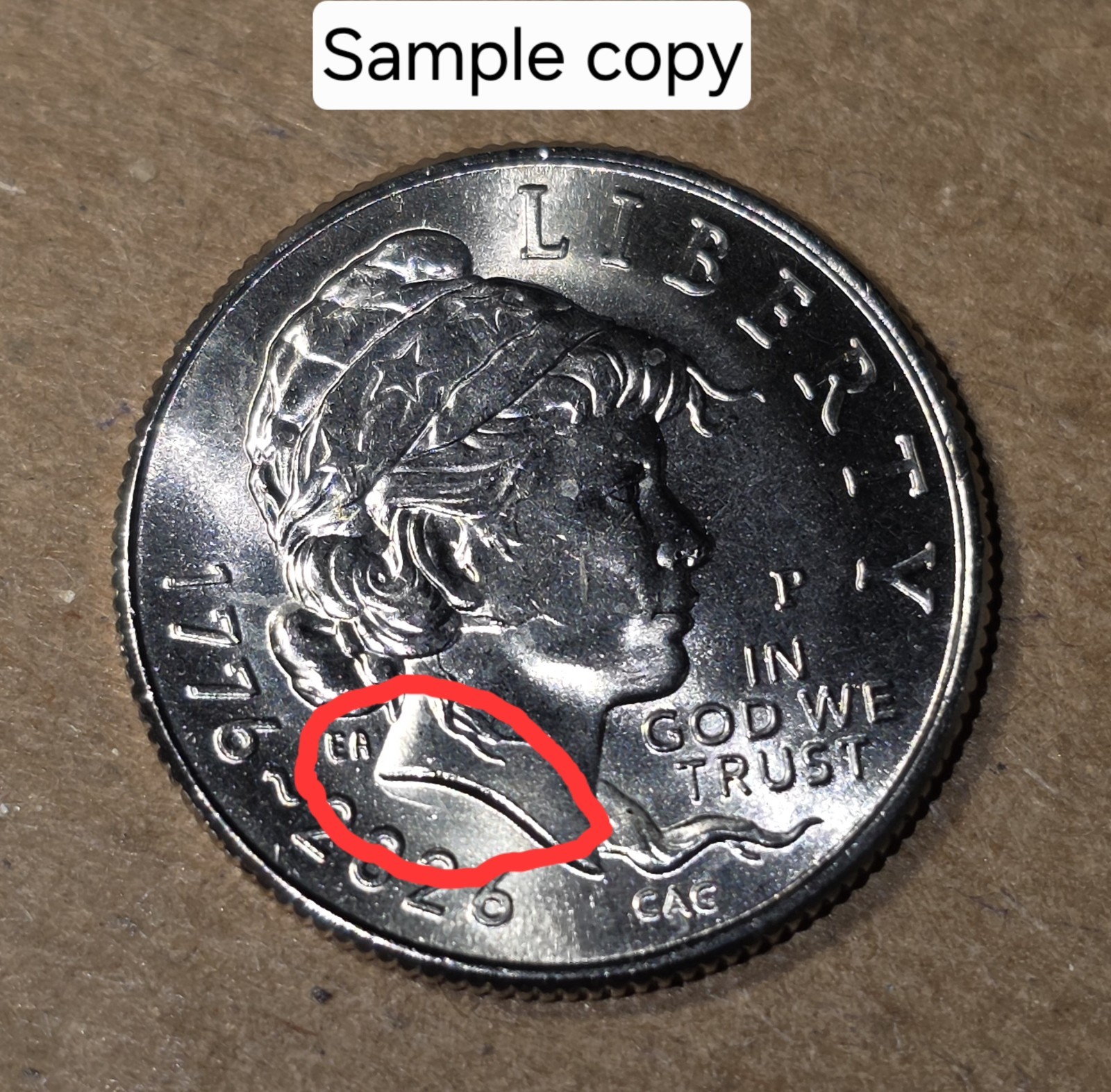 2026 P 250th Emerging Liberty Dime Die Break Error crack under bust