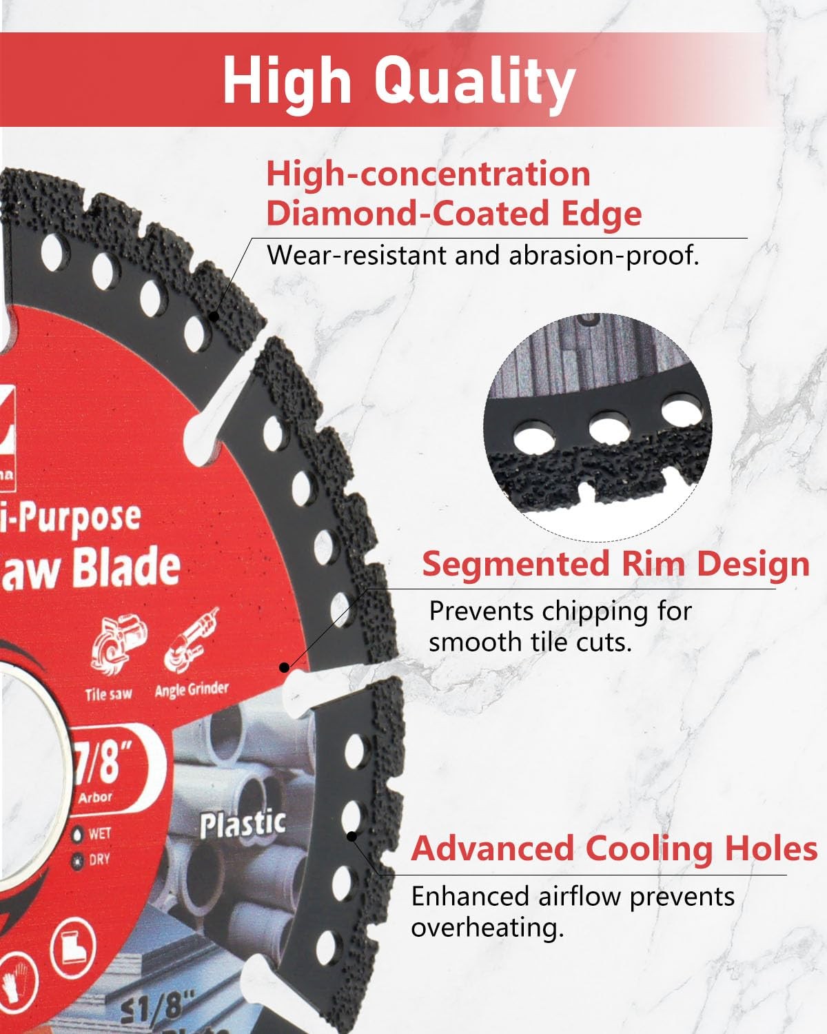 4-1/2" Diamond Multi Purpose Saw Blade, 2 Pack Indestructible Disc for Grinde...