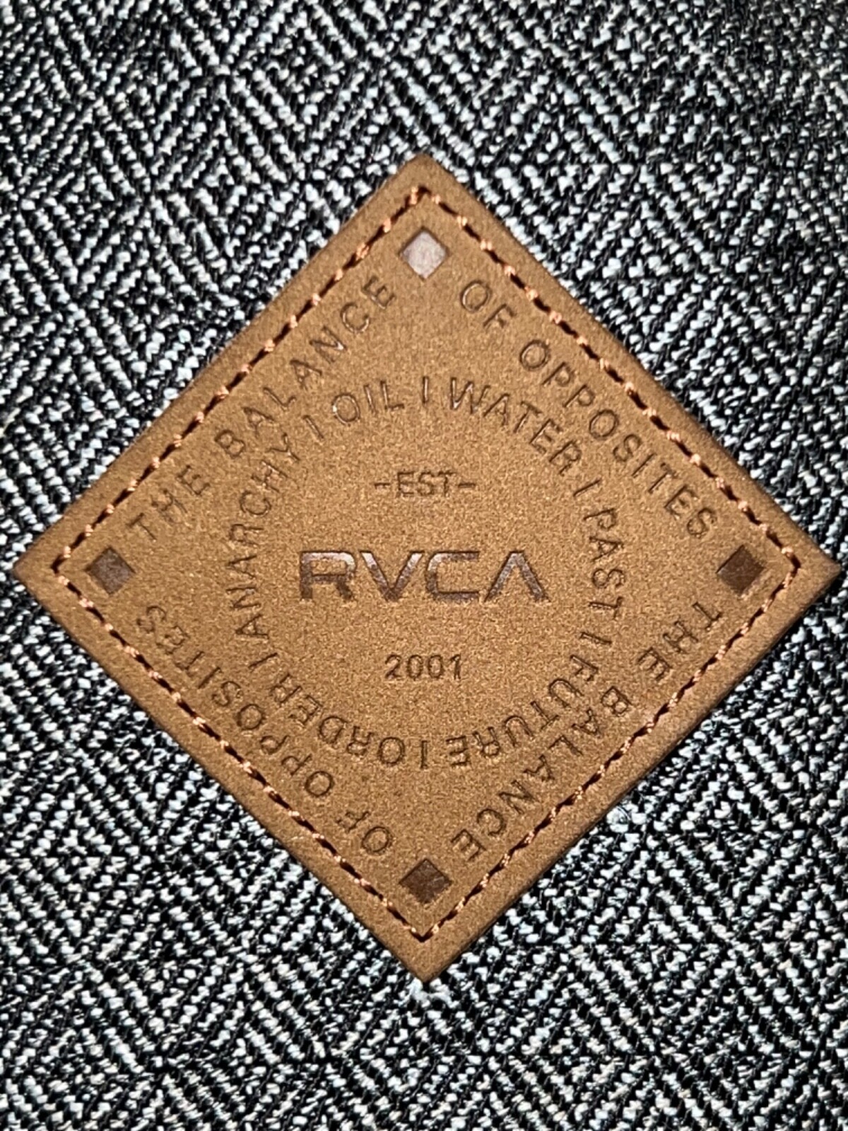 RVCA 2001 Leather Patch Diamond black White Fabric White Mesh HatCapSnapback EUC