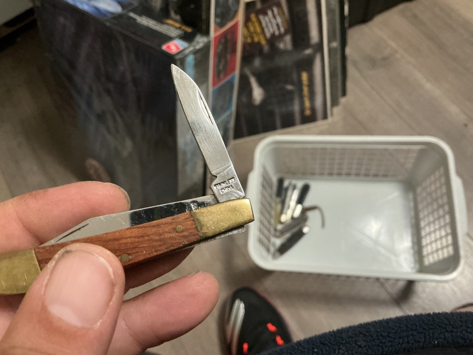 Wood Handle Pocket Knife w/ 2 Blades 2" Stainless