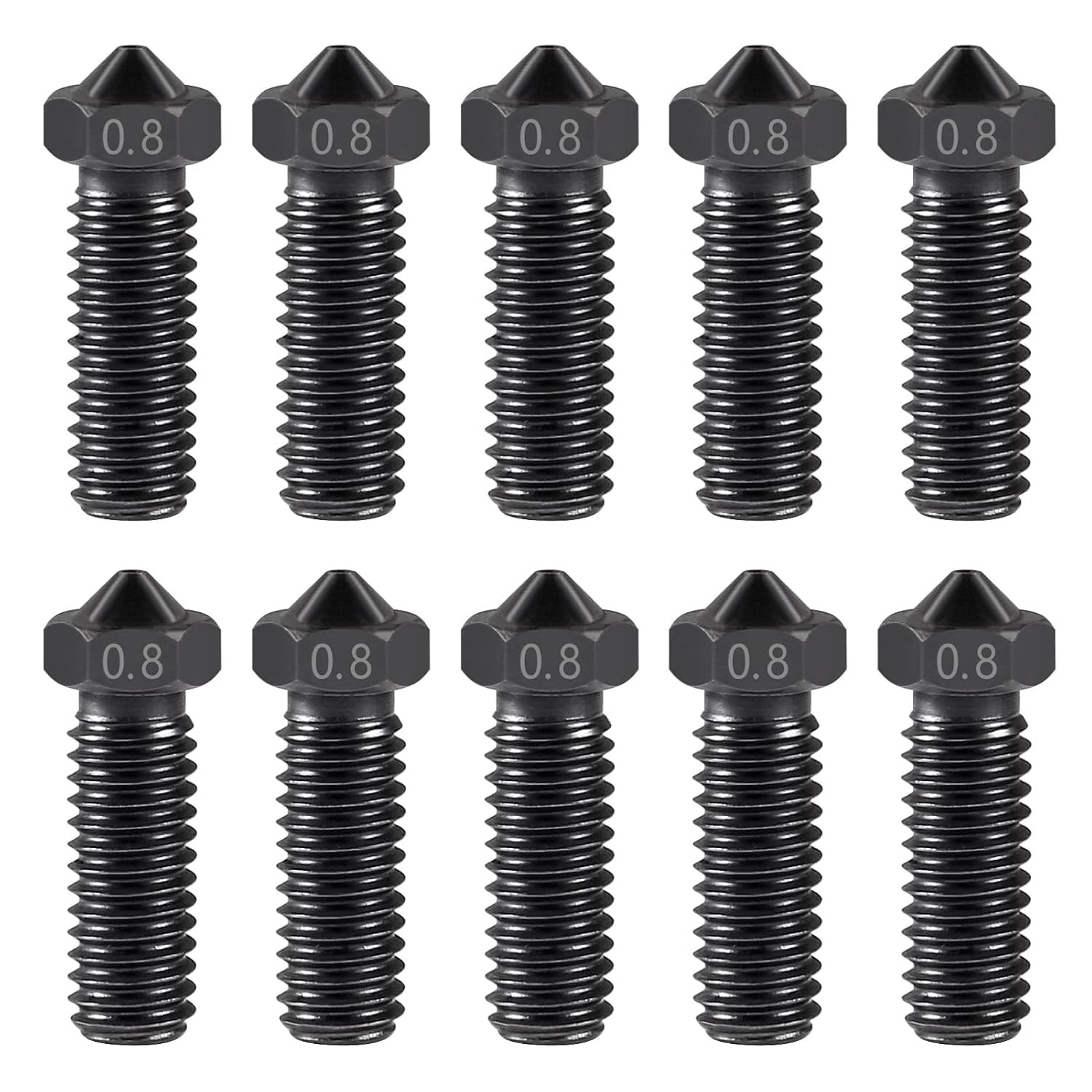 10PCS Volcano Nozzle 0.8MM M6 Hardened Steel Printed Head for J-Head Hotend