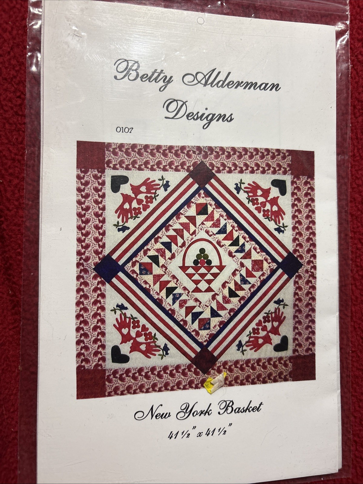 Betty Alderman Designs 0107 New York Basket 41 1/2 x 41 1/2" Quilt Pattern Uncut