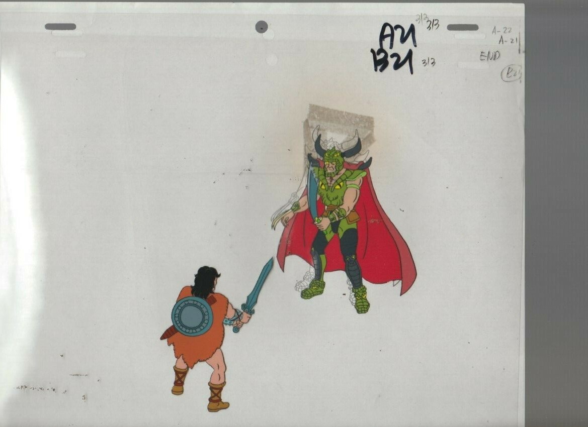 CONAN THE ADVENTURER Animation 10.5x9.5" Cel SC313 vs Wrath-Amon w/ Sword CA-21