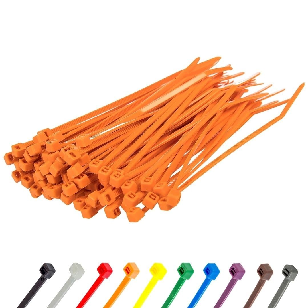 100 PCS 4 Inch Orange Zip Ties 18lb Strength UV Resistant Nylon