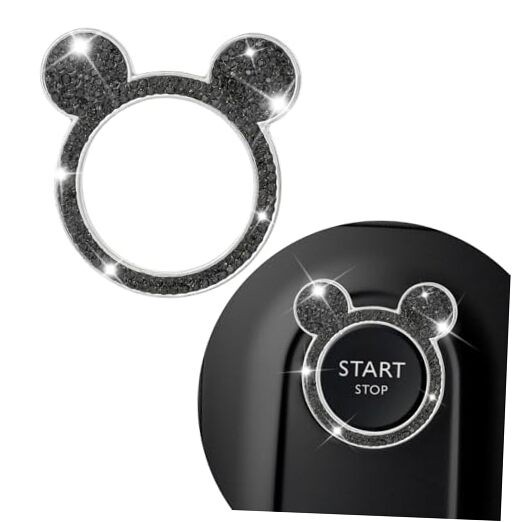 Bling Car Push Start Button Cover, Bling Car Accessories for Women, Auto Black