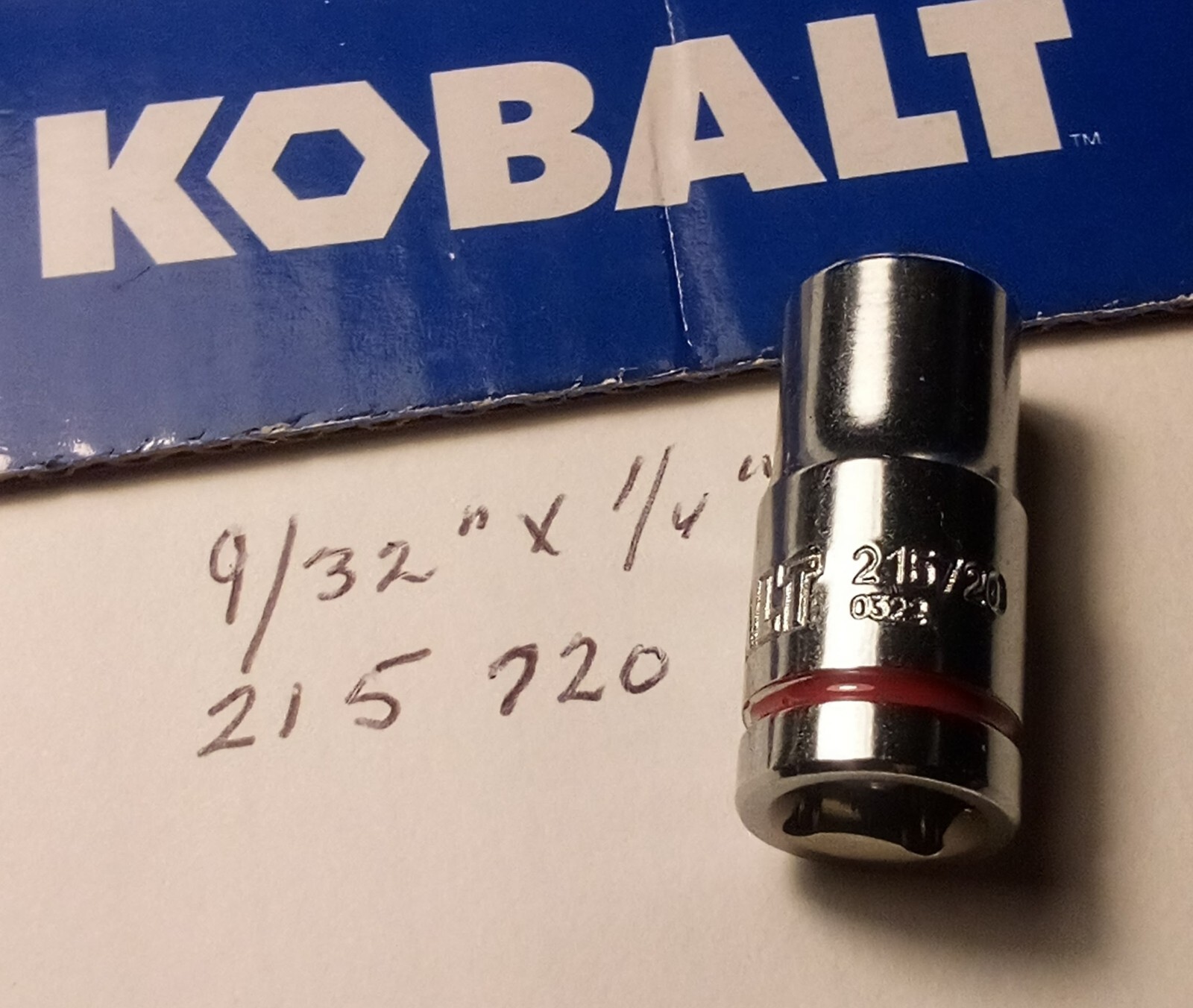 Kobalt 9/32" x 1/4" Dr Standard Chrome Socket 12 Pt  # 215720 Free Shipping