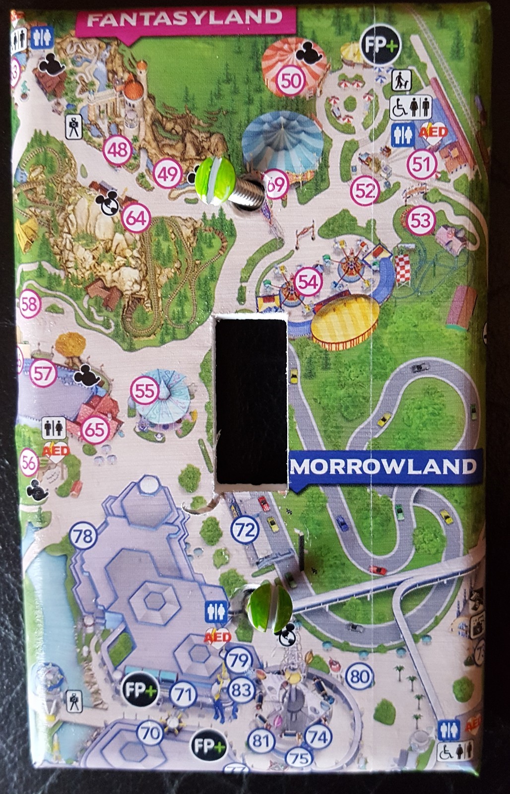 LIGHT SWITCHPLATE - WALT DISNEY WORLD PARK GUIDE MAP