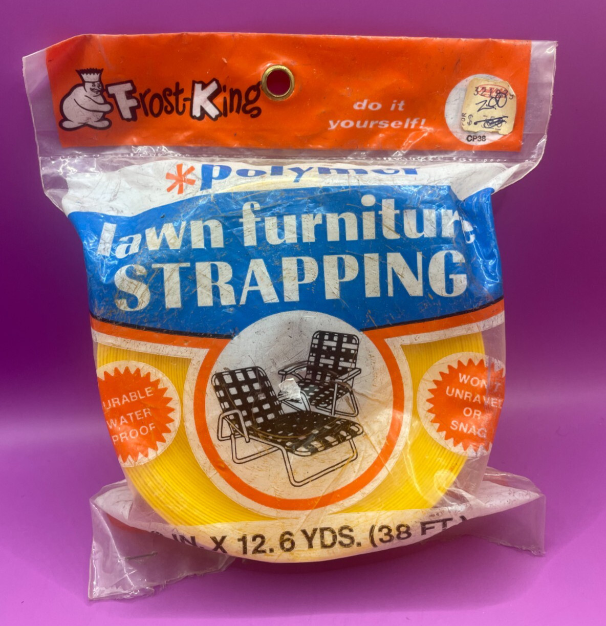 Frost King Yellow Gold Polymer Lawn Furniture Strapping - 2" Wide x 38 Feet Long