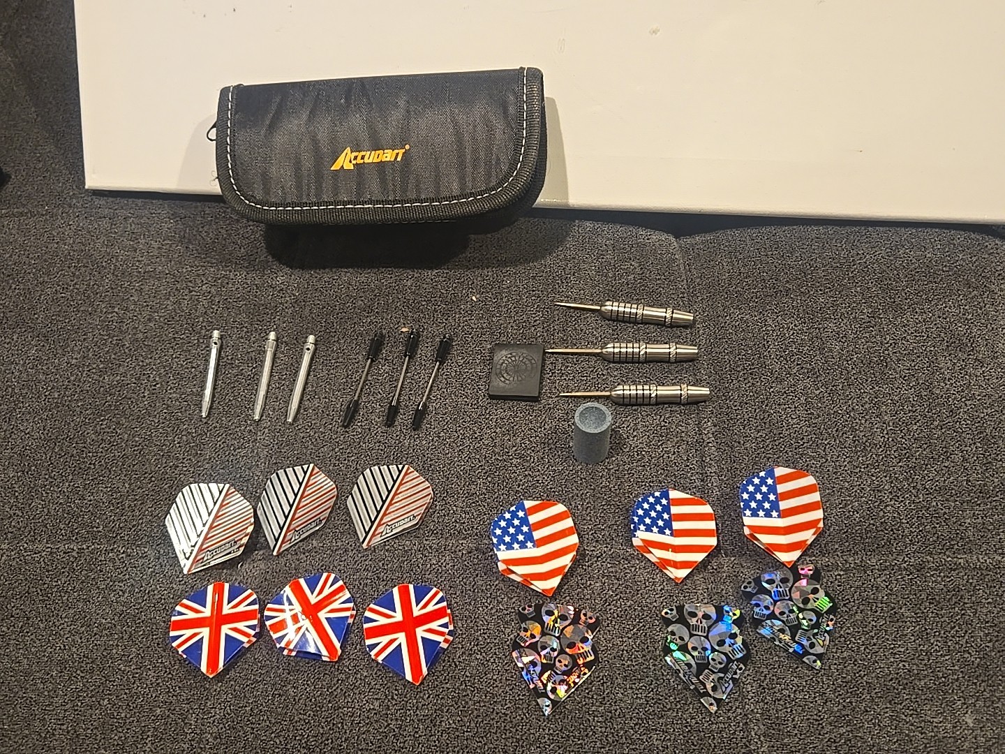 Accudart Dart Set, 12 Flights,  Steel Tips With Zipper Case