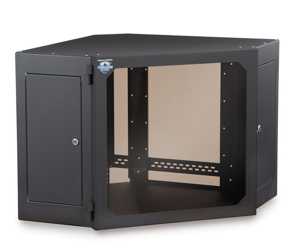 12U Corner Wall Mount Cabinet 27inch Deep with Glass Door