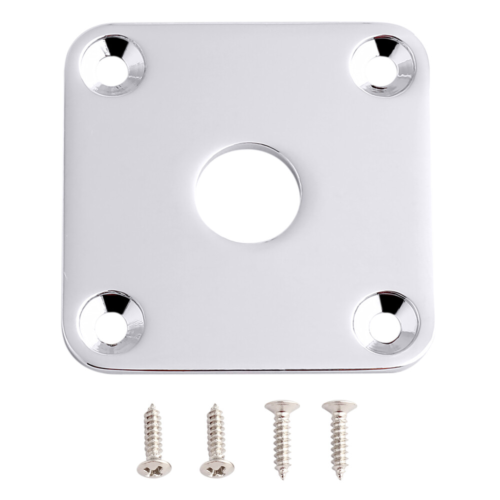 Flat Metal Square Jack Plate Output Jack Socket Plate for Les Paul Guitar Chrome