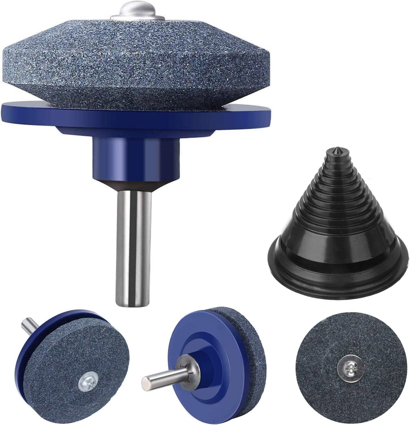5PCS Lawn Mower Blade Sharpener Balancer Kit for Drill Grinder Stone Garden Tool