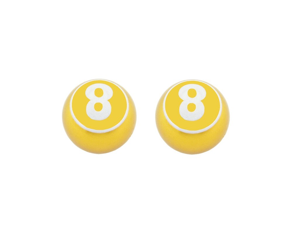 F&R MINI LUCKY EIGHT BALL SCHRADER VALVE CAPS GOLD.