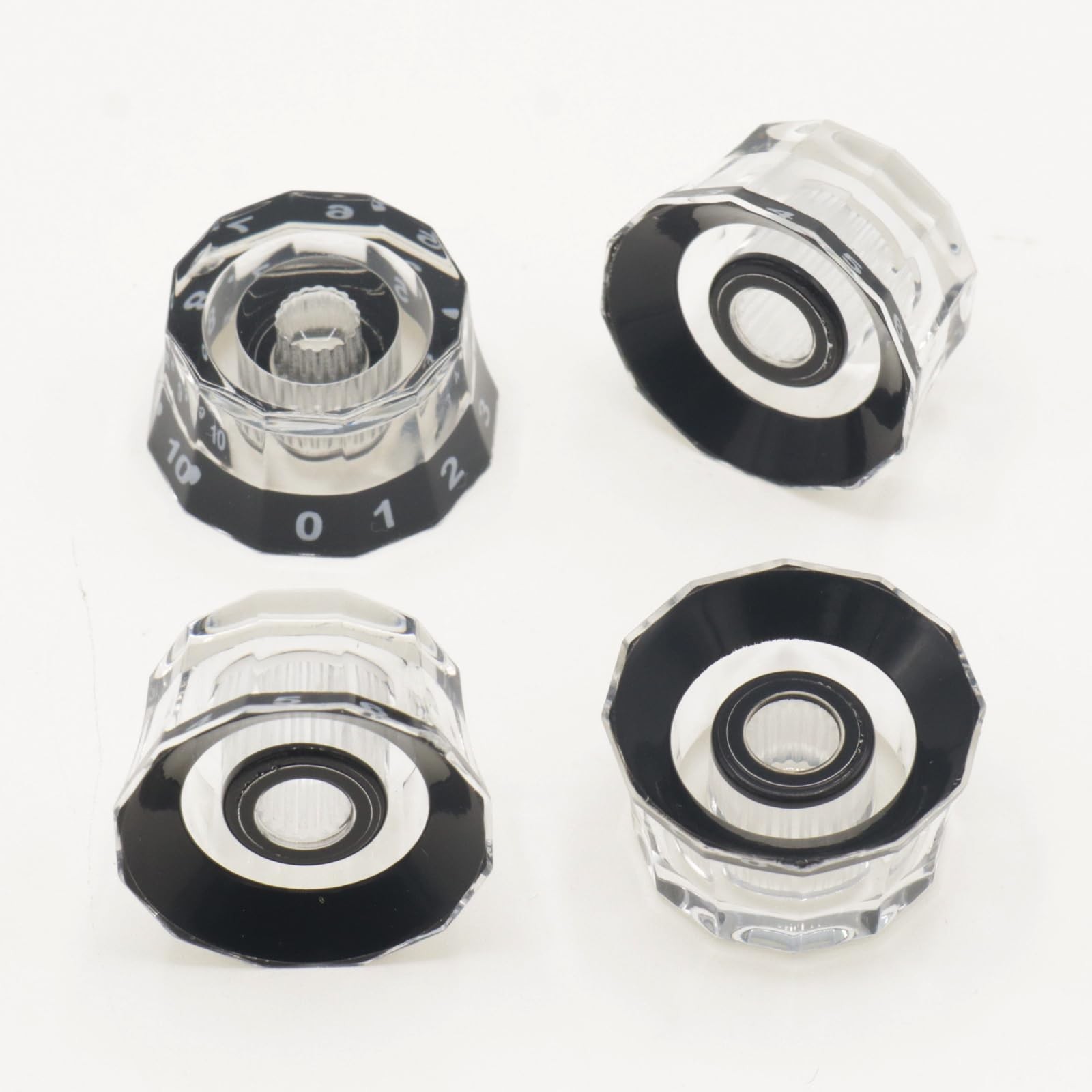 4 Pack Lampshade Guitar Speed Knobs, Clear Black 18 Spline LP SG