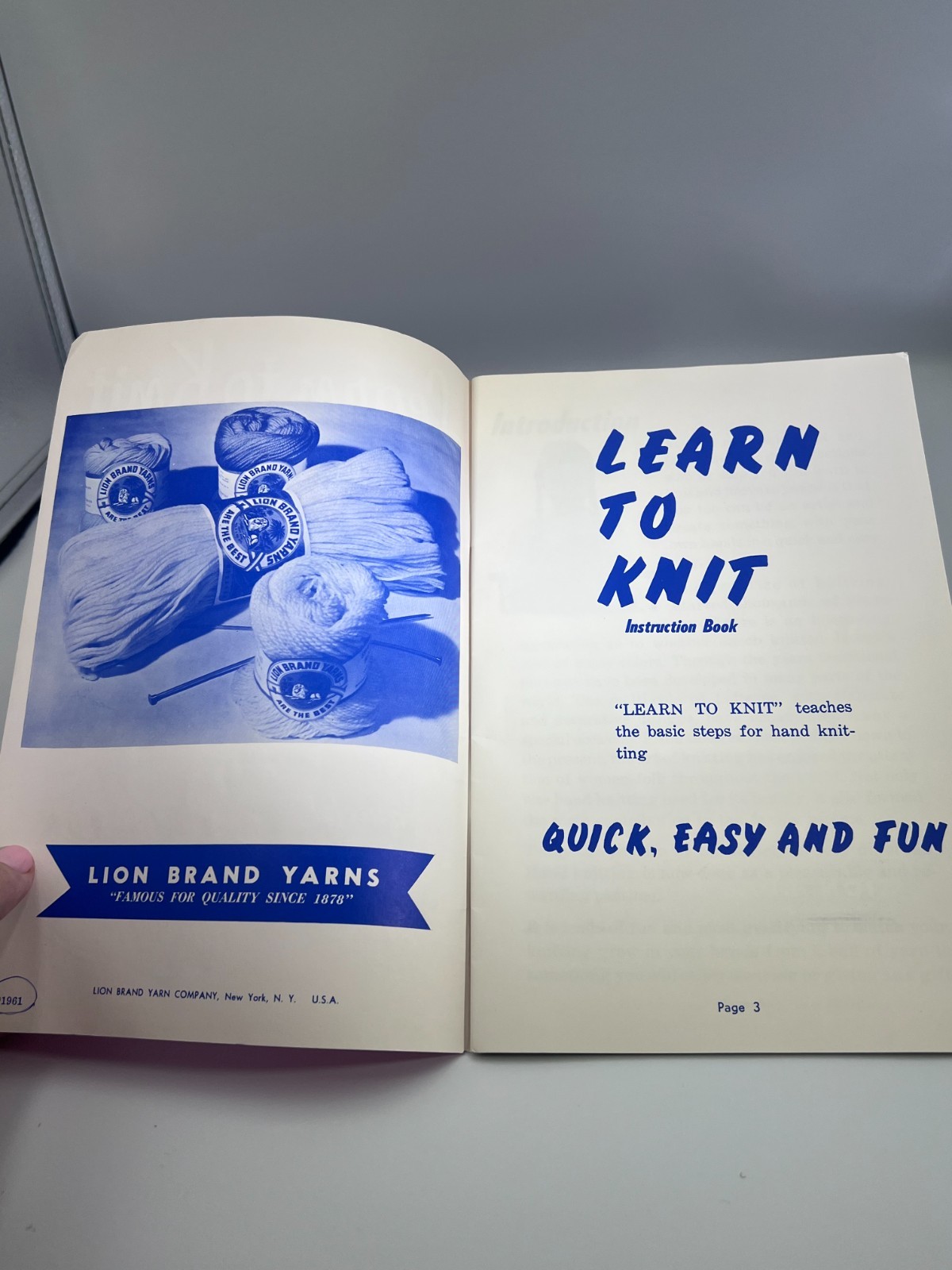 Vintage 1961 Learn to Knit & Crochet Book Lion Brand Yarn Co #300 Beginner Guide