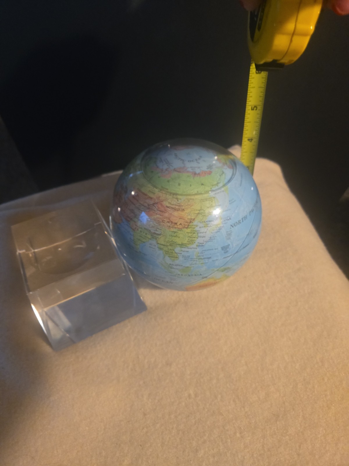 MOVA 4" Ocean Blue Relief Map Rotating Globe with Square Crystal Base
