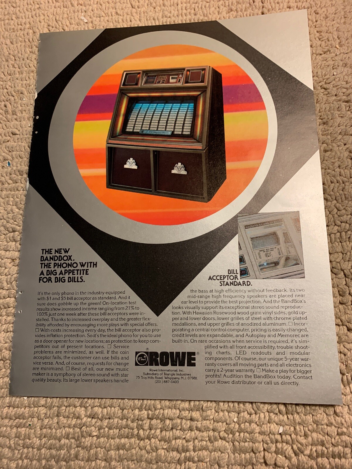 11-8 1/4”  Rowe Bandbox  jukebox FLYER