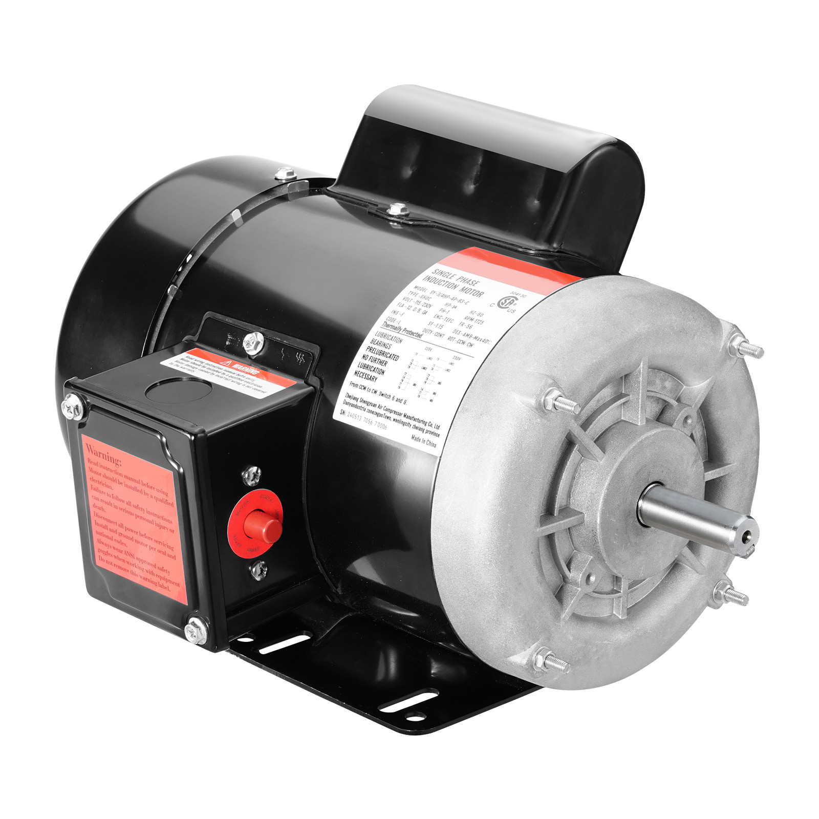 Uimoso 3/4 HP Electric Motor 1725RPM AC115/230V 56 Frame 5/8" Keyed Shaft