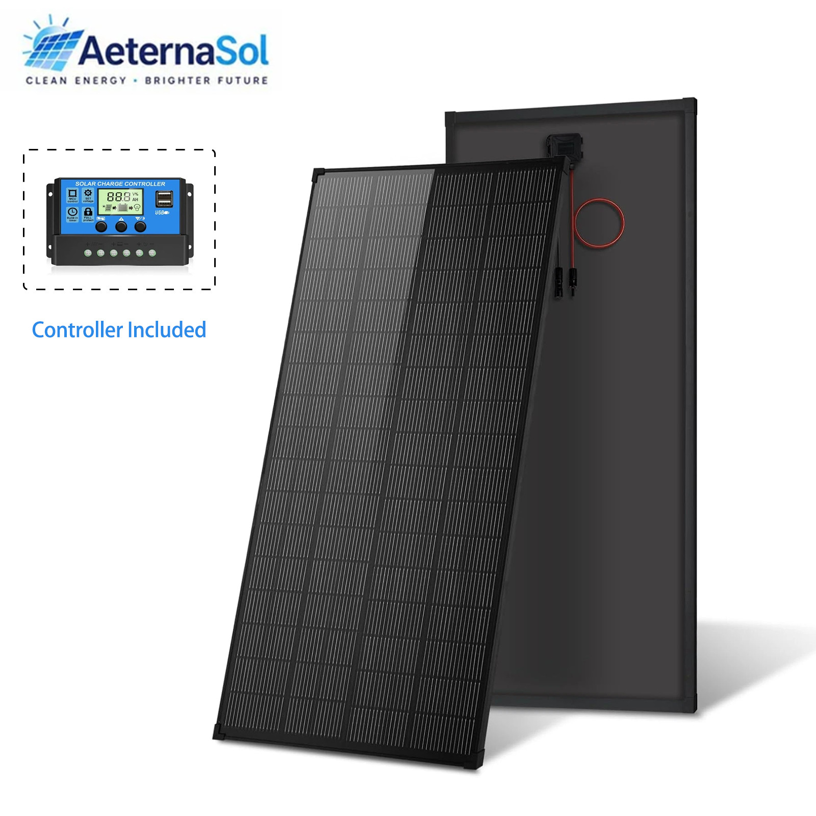 AeternaSol 200W Mono Solar Panel 18V N-Type PV for RV Camping Off-Grid Battery