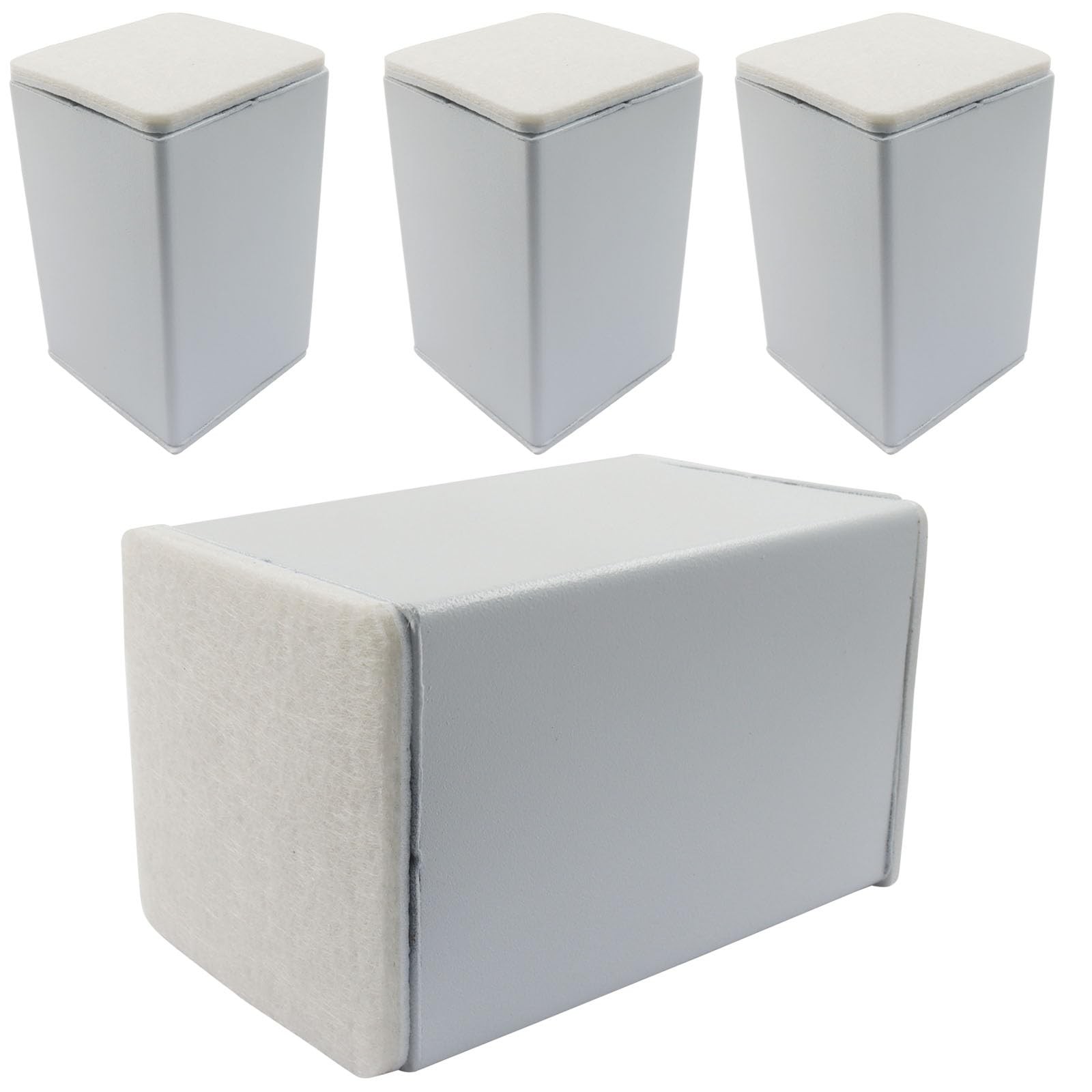 Self Adhesive Furniture Bed Risers Carbon Steel Felt Pad White 4 In 4 PCS