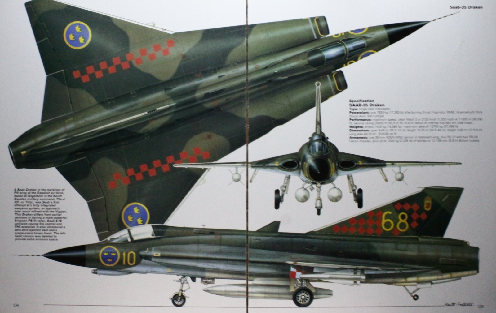 Saab 35 Draken Jet Picture Article Vtg Wall Art Aircraft Sheet Display