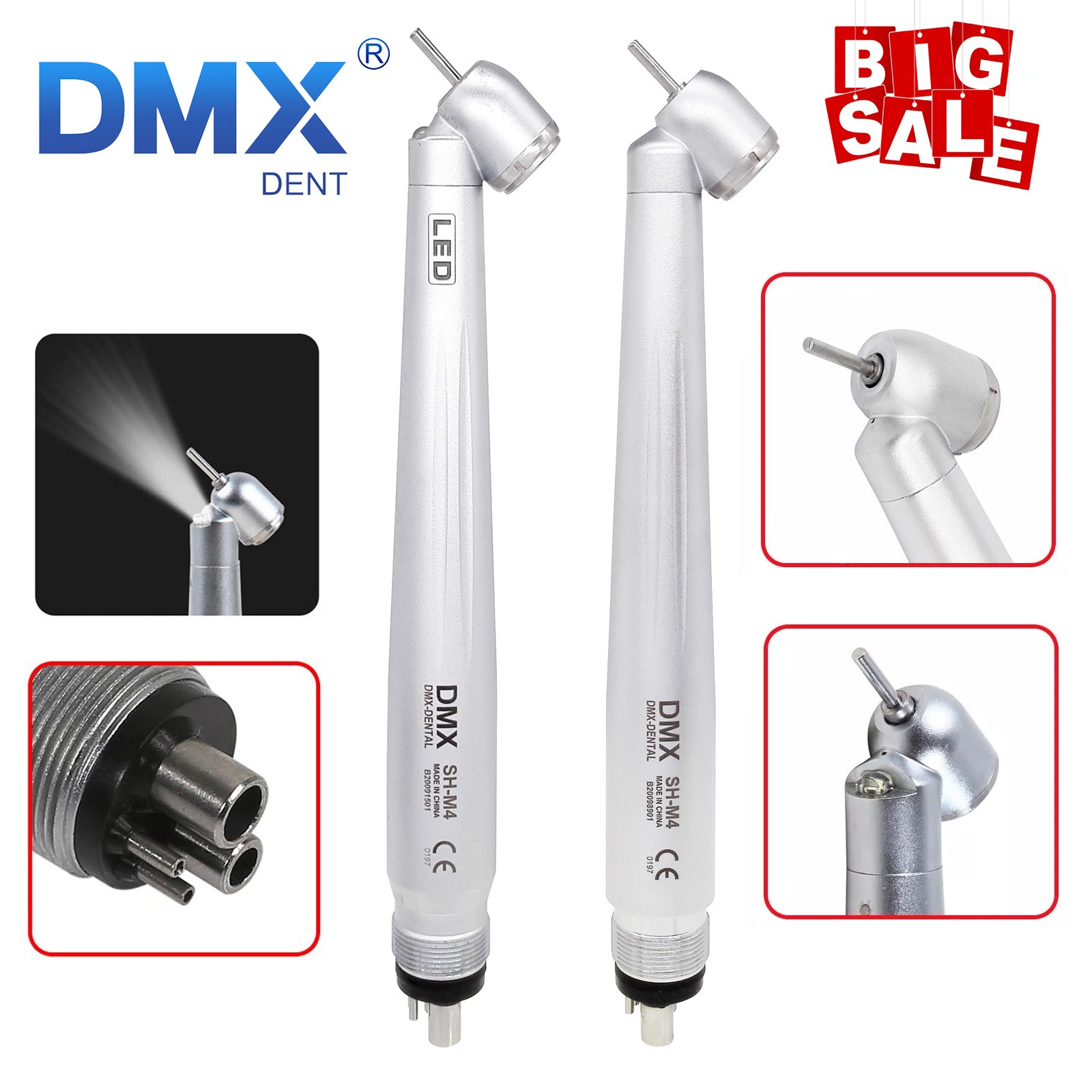 NSK Style Dental 45 Degree Surgical High Speed Handpiece Push Button (LED) 4Hole