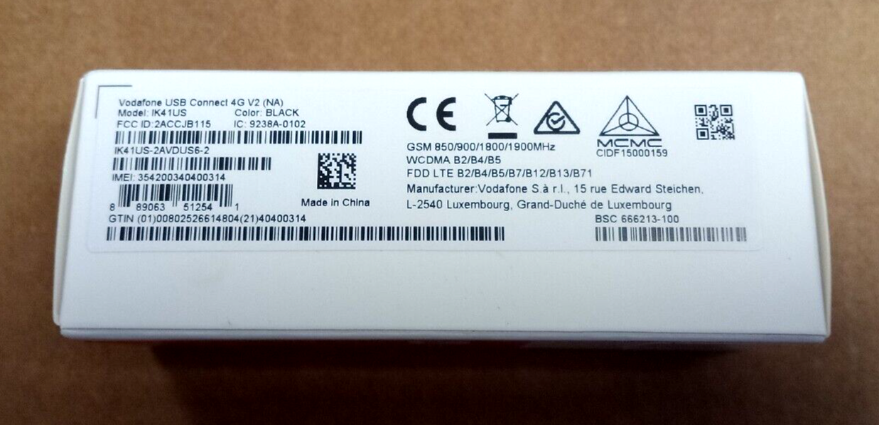 Vodaphone - USB Connect 4G V2 - IK41US Designed For loT