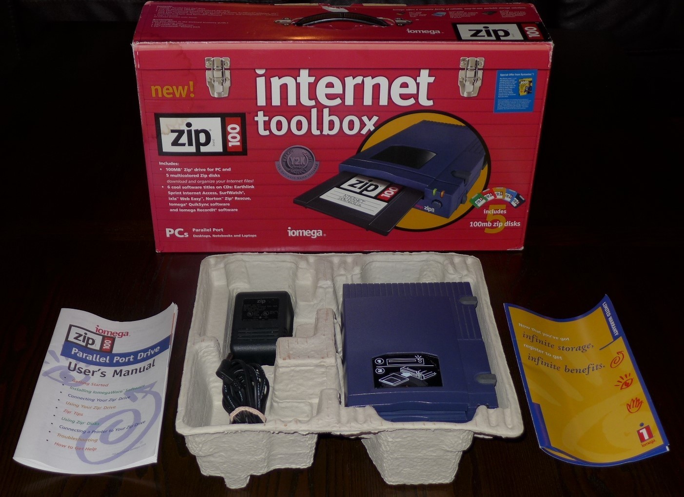 iOMEGA Zip 100 External Drive for PC Z100P2 w/ Power Adapter, Cable, Manual, Box