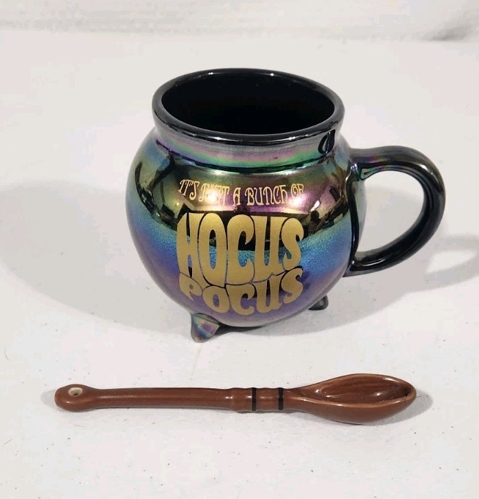 Disney Hocus Pocus Iridescent Cauldron Shaped Mug and Spoon Set
