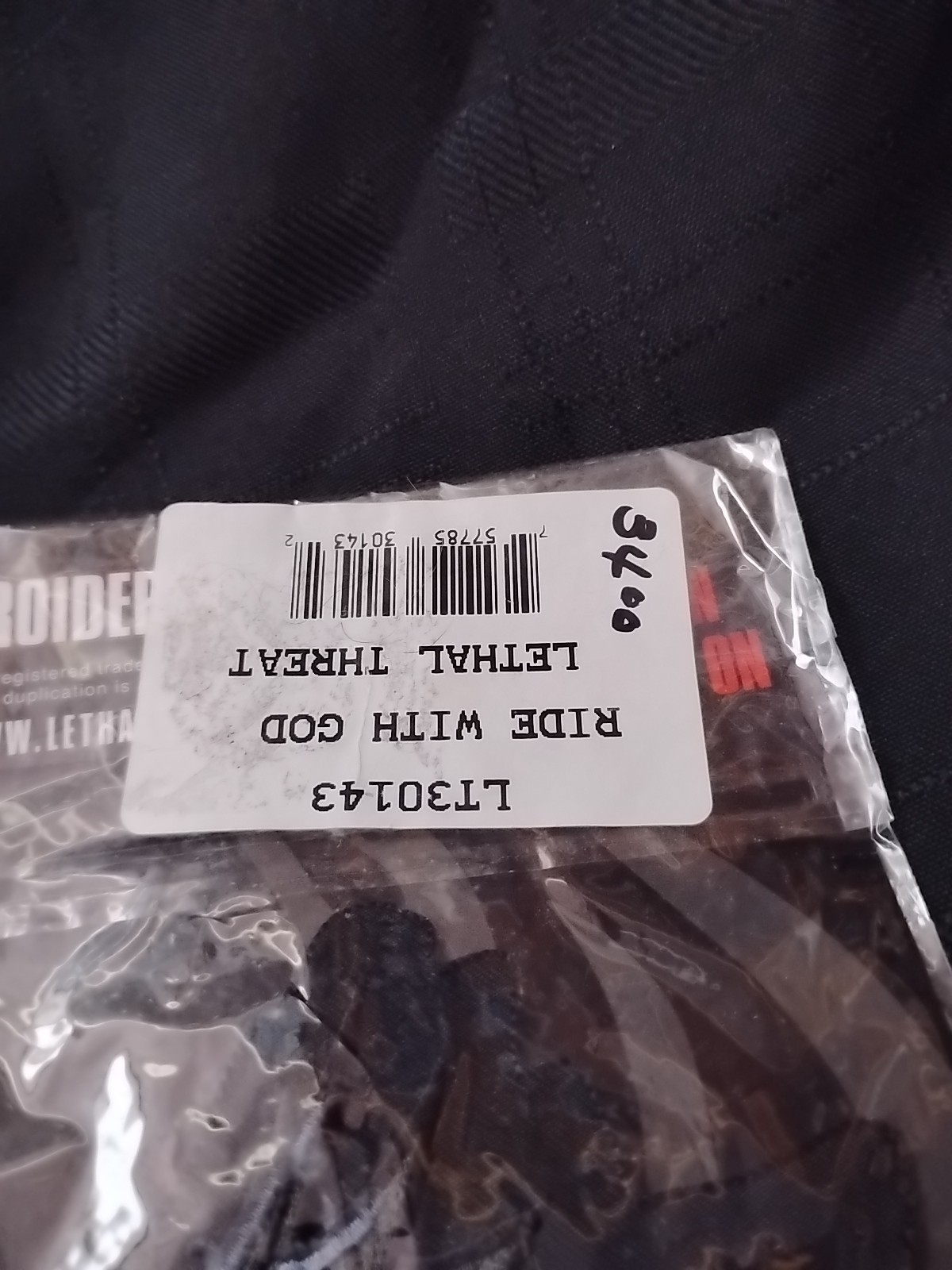 Lethal Threat Design ..Sew On Patch ..New.. ( Ride With God)