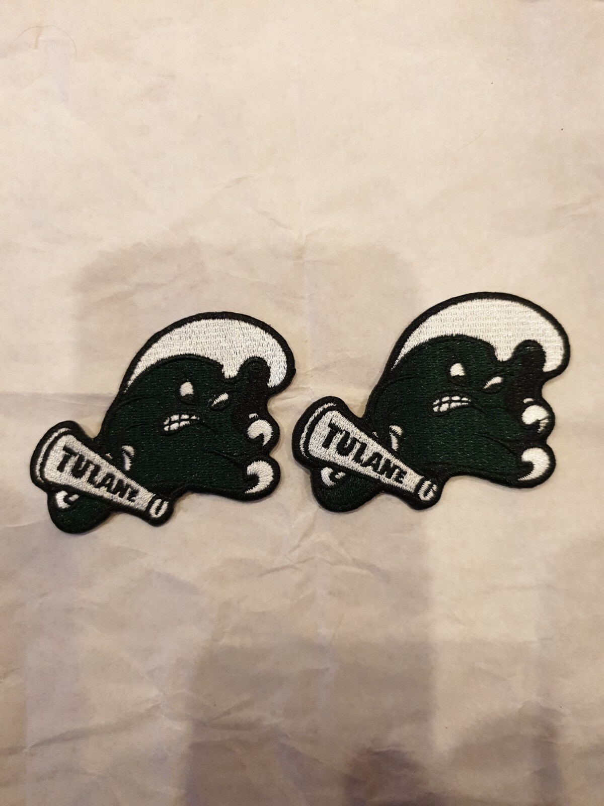 (2)Tulane Green Wave  Embroidered Iron On Patches 2” X 3”