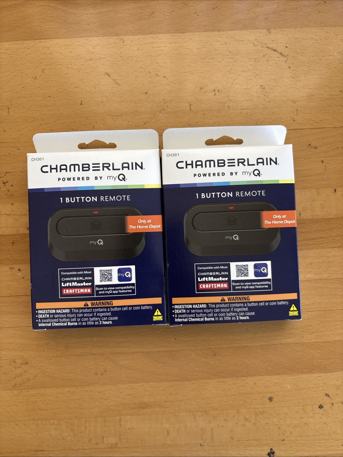 Chamberlain myQ 1- Button Garage Door Opener Remote - CH361. 2 Pack