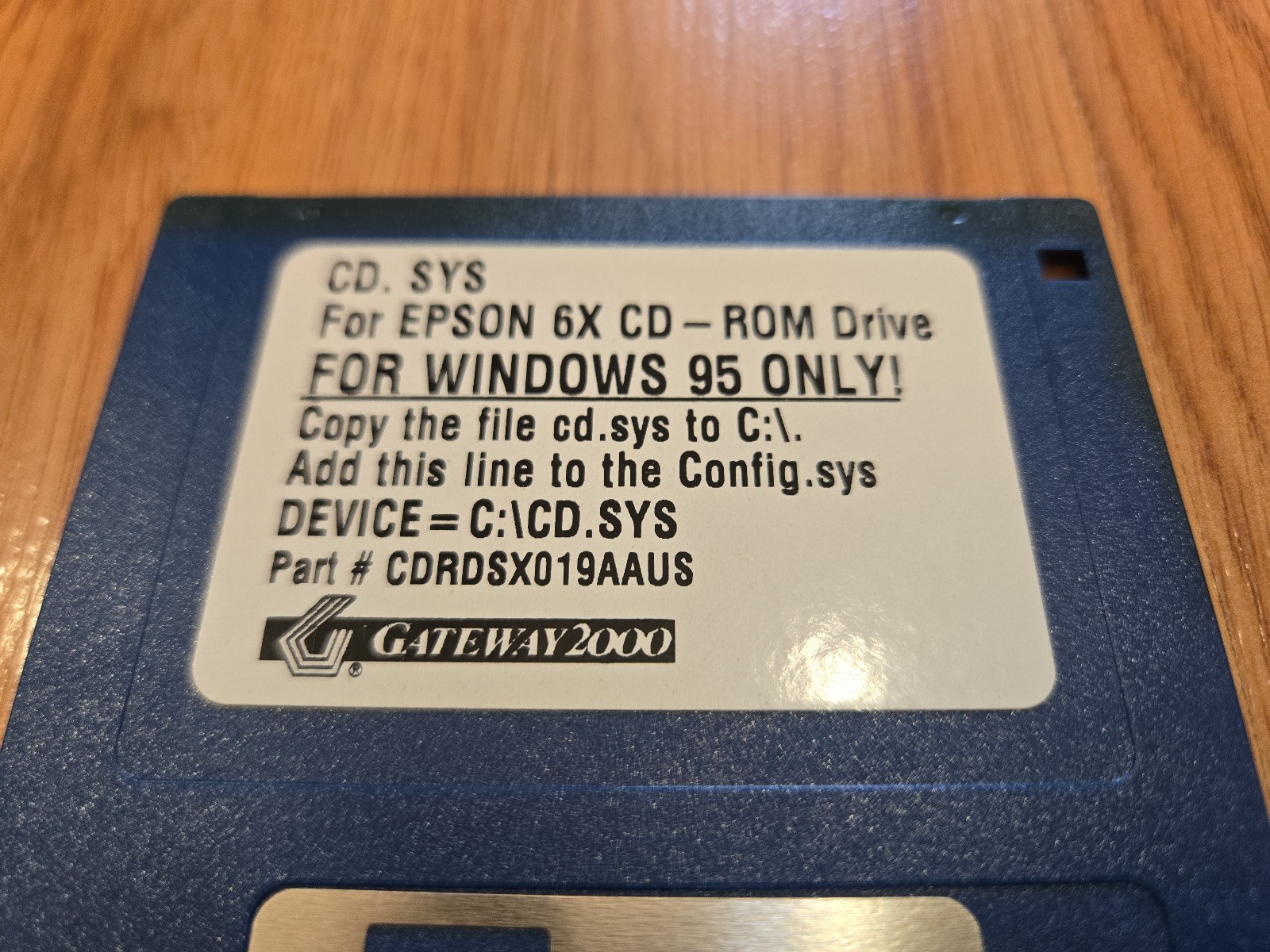 Epson 6X CD-ROM Drive 3.5 Inch Floppy Disk VTG Driver Gateway 2000 Windows 95