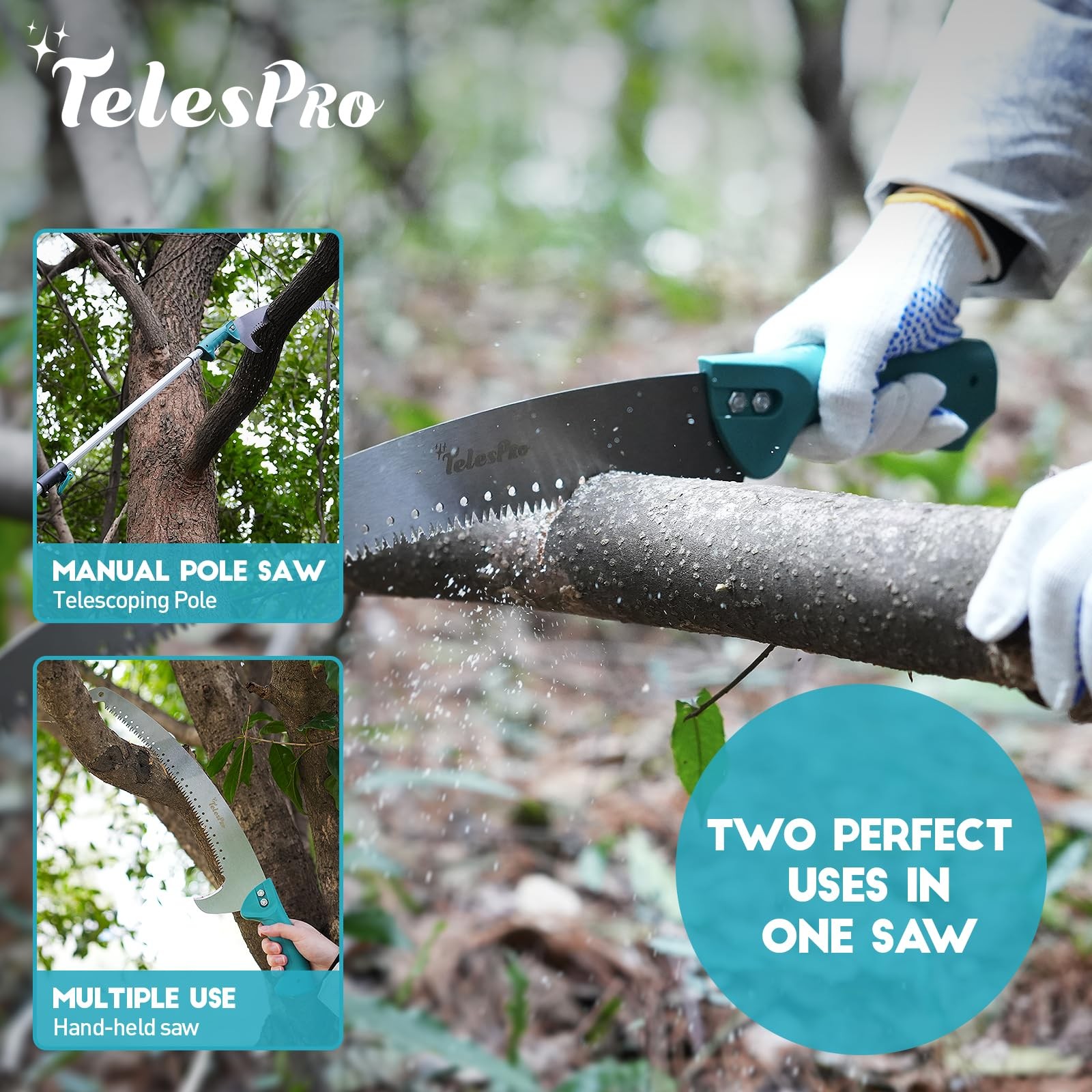 Extendable Tree Trimmer Manual Pole Saw 5-12ft Telescoping Pruning Pole