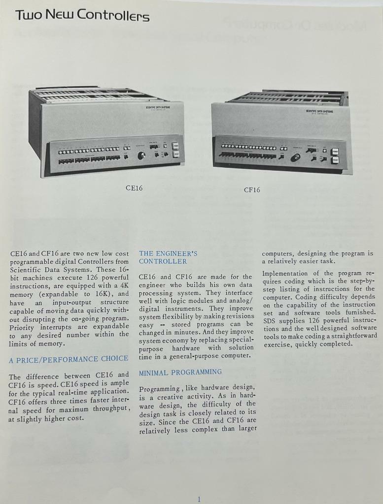 Scientific Data Systems CE16 & CF16 System Controllers Instruction Manual