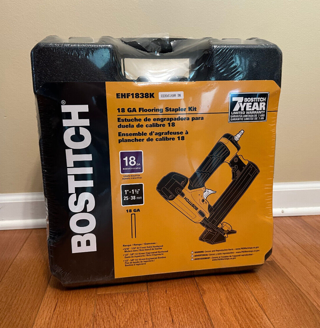 NEW Bostitch EHF1838K 18-Gauge Flooring Pneumatic Stapler, Engineered & Hardwood