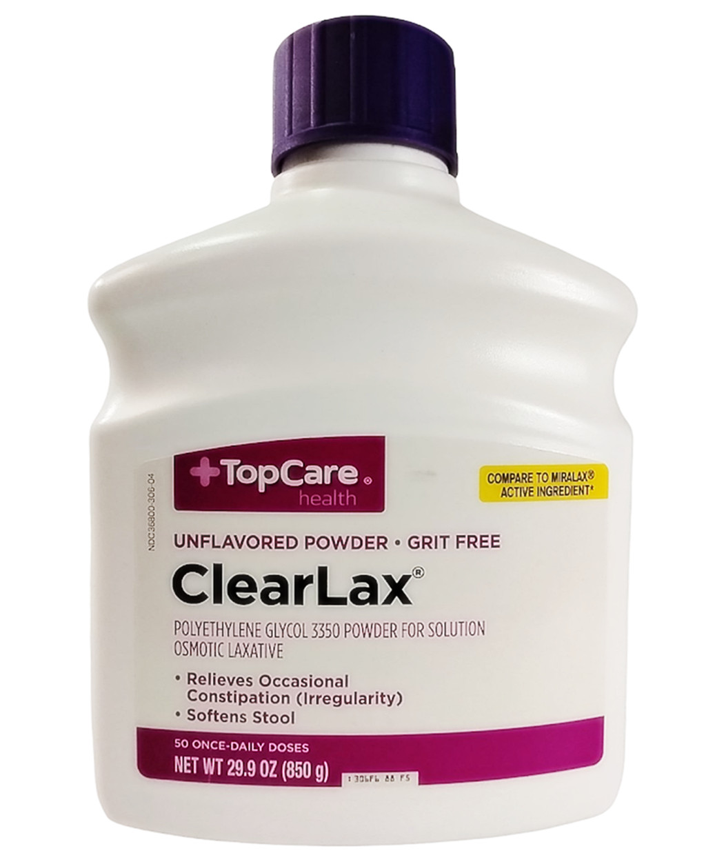 TopCare ClearLax Polyethylene Glycol 3350 Powder for Solution 29.9 oz. Bottle