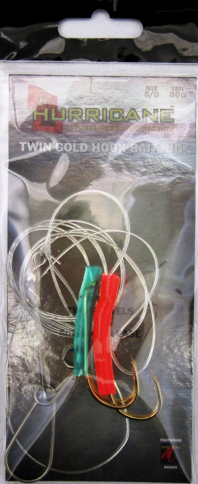5 Packs Hurricane Twin Gold Hook Rock Cod Bait Fishing Rigs 5/0 Hooks 80# Test