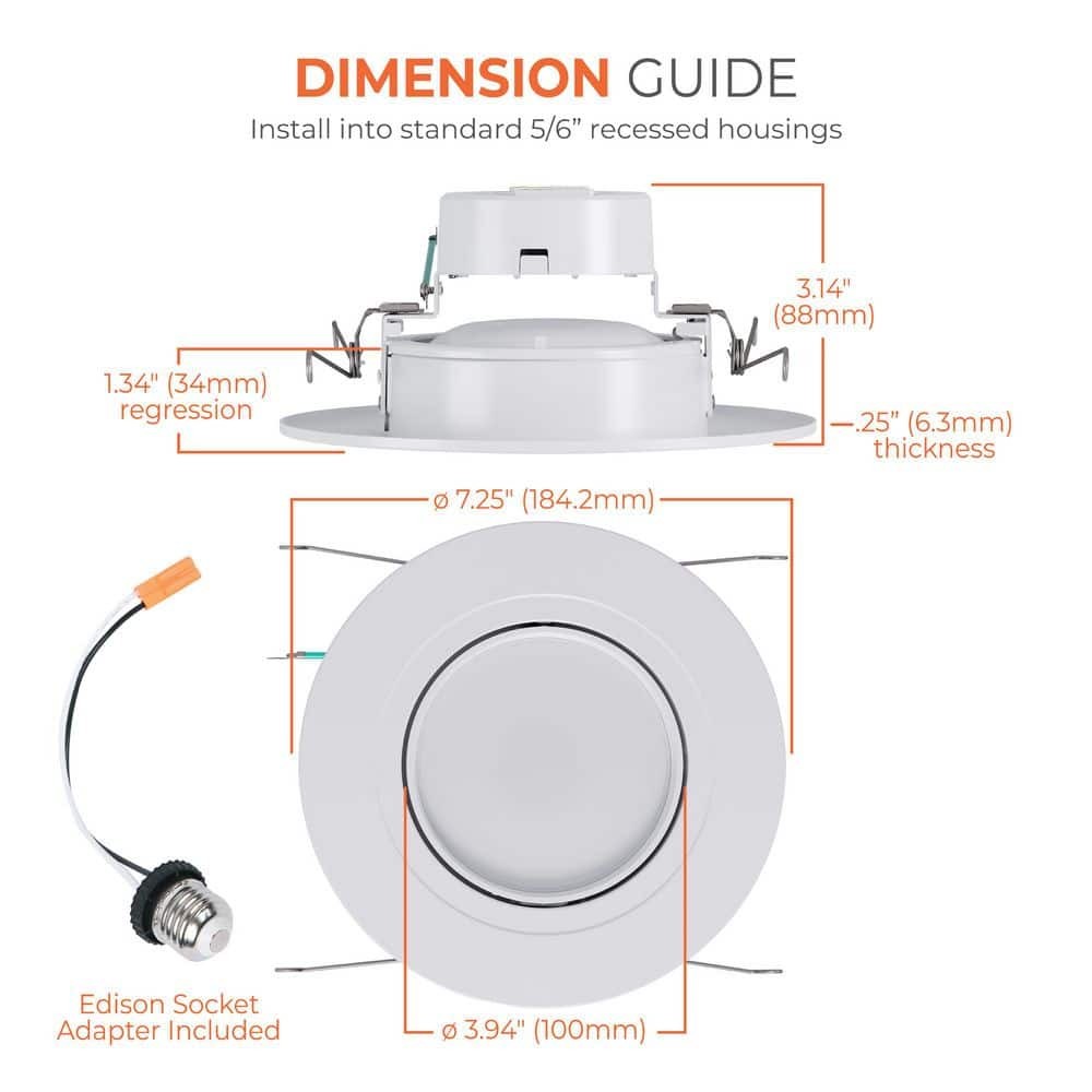 HALO RA 5/6 in. LED Recessed Light Trim, 600/900 Lumens, 5 CCT, 120V