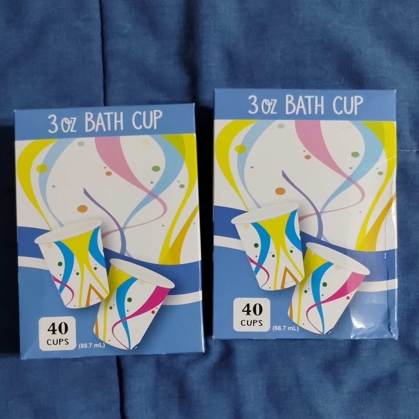 MaxHome 3 oz Paper Bathroom Cups 40 Pack, White Blue Yellow Pink