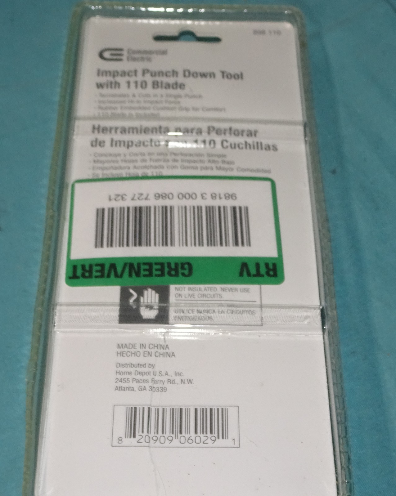 == Commercial Electric Impact Punch Down Tool with 110 Blade # 898 110