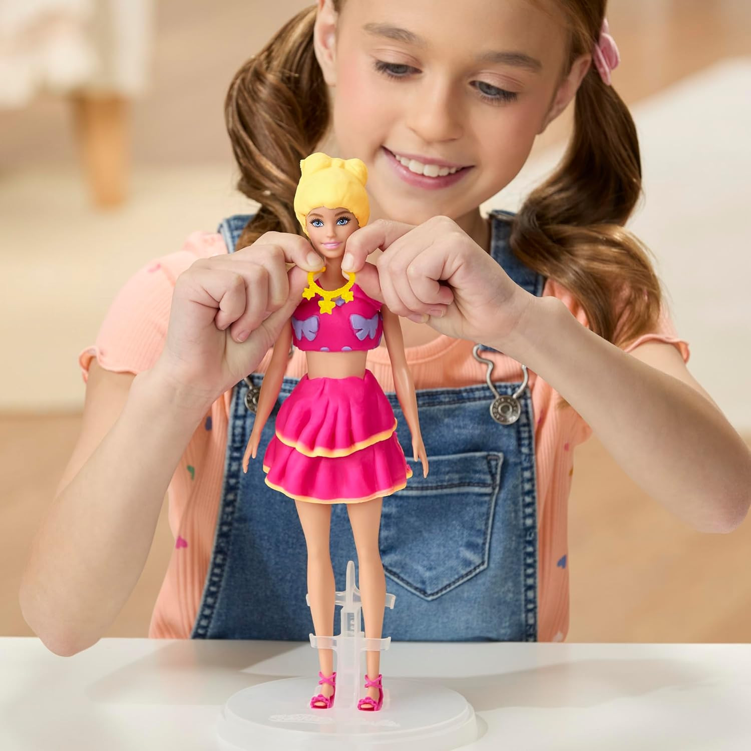 Barbie Ruffles and Bows Set, Make Doll Clothes with Modeling Compound & 9 Fas...