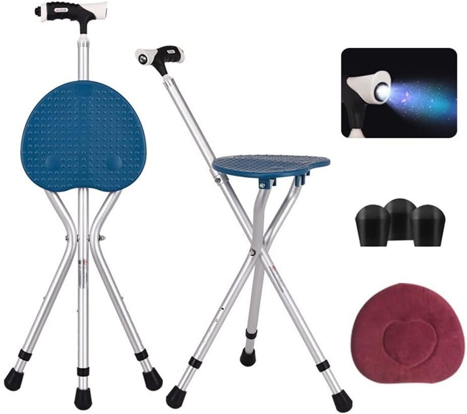 Combo De Asiento De Baston Plegable, Taburete De Baston Portatil De 400 Libra...
