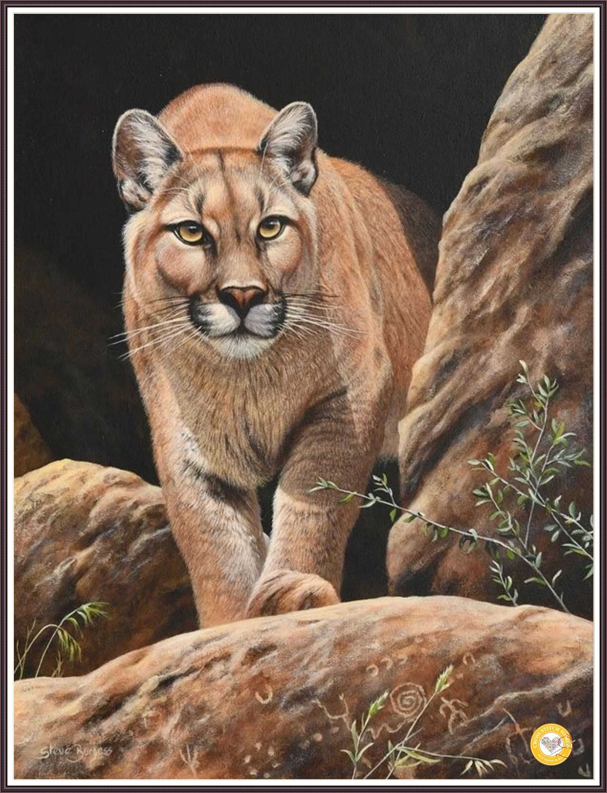 Cougar Among Rocks 1360 Chart Counted Cross Stitch Pattern Needlework